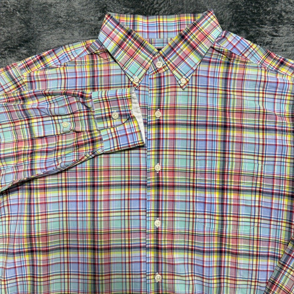 Cremieux Button Down Shirt Mens Large Multicolor Plaid Long Sleeve Cotton‎